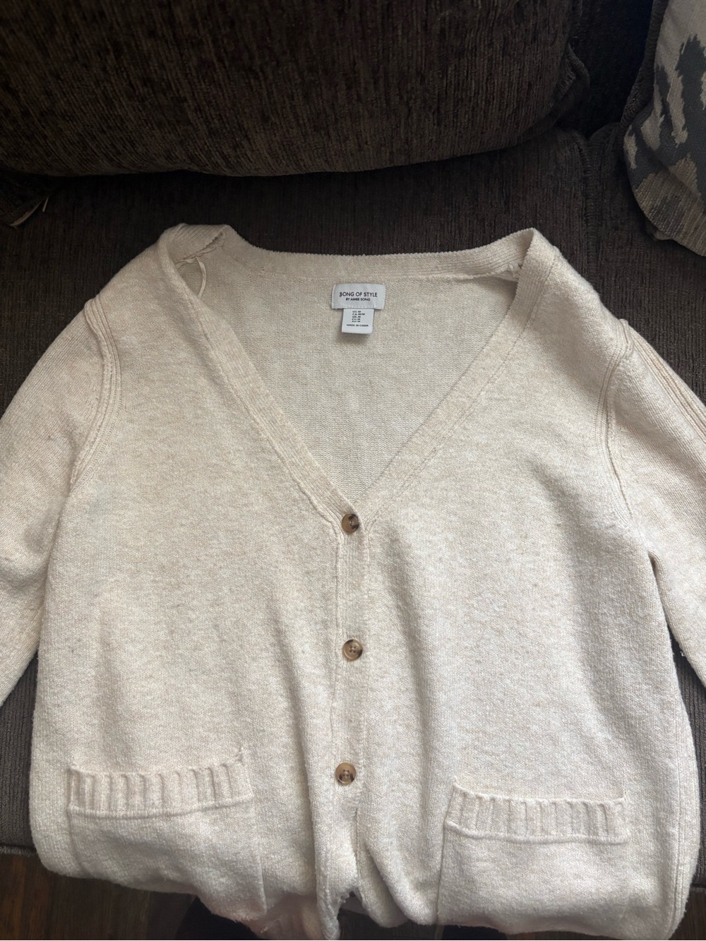 Song of Style Oatmeal V-Neck Button Cardigan